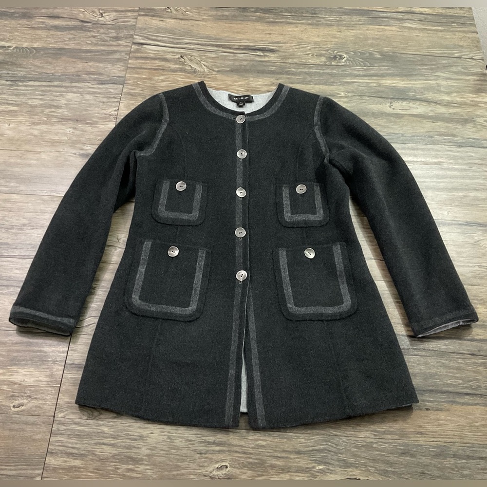ST.JOHN Angora Cashmere Topper Coat Women Sz 8